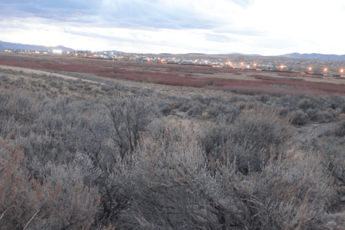 Aerial view of Nevada Elko County Last Chance Ranch, Unit 3, Lot 6, showing 2.27-acre property with electrical connections in Nevada.