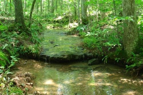 Aerial view of Sugartree Falls property in Wayne County, Tennessee, 11.36-acre land for sale by Onlinelandsales.